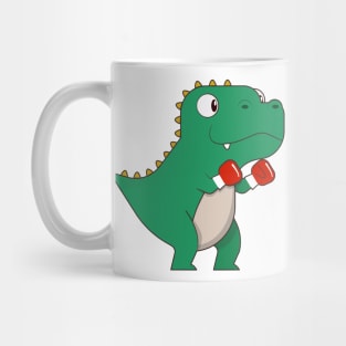 Dinosaur at Boxing with Boxing gloves Mug